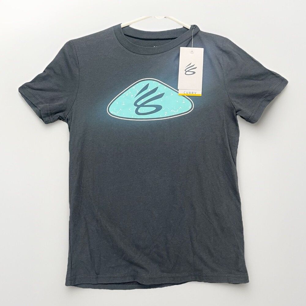 Under Armour Boy's Curry Logo Short Sleeve T-Shirt CA4 Youth Medium Black NWT